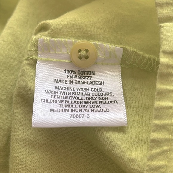 St Johns Bay 100% Cotton Lightweight Lime Green Button Dow Shirt Size XL - Picture 4 of 4